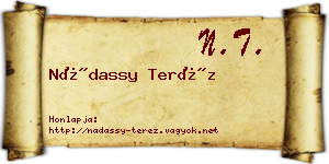 Nádassy Teréz névjegykártya